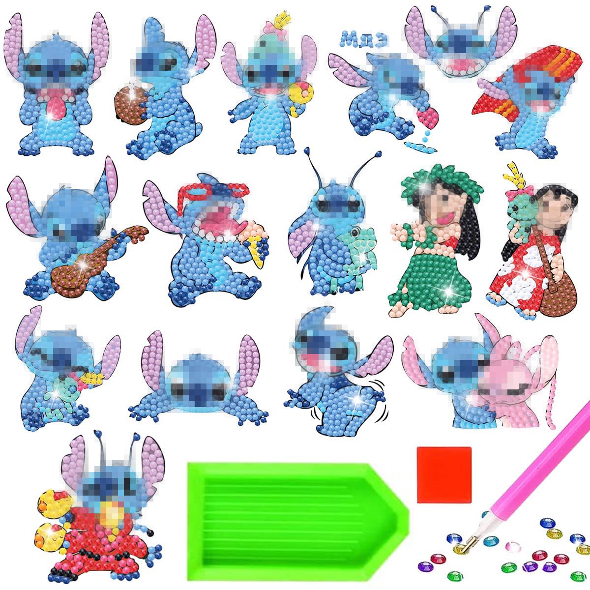 5D Kit de Pintura Diamond Painting para Niños, 16 Pegatinas de Pinturas de Diamantes, Pintura de Diamantes Pegatinas Mosaicos, Kit Diamond Painting para Niños Adultos Principiantes