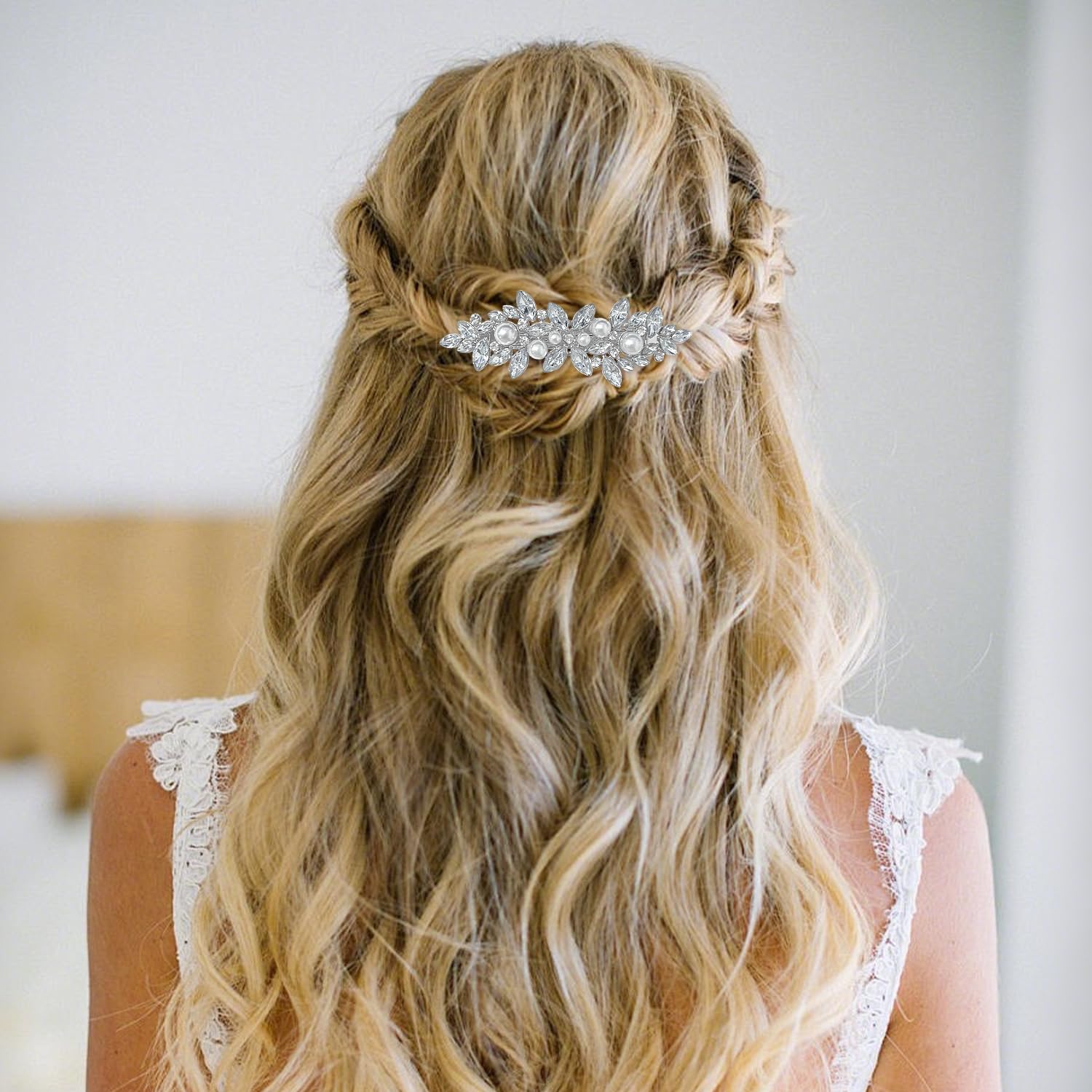 2Pcs Pearl Silver Hair Clips, Elegant Barrettes for Women and Girls Ideal Hair Accessories for Weddings Parties, Prom, or Daily Wear - Image 4