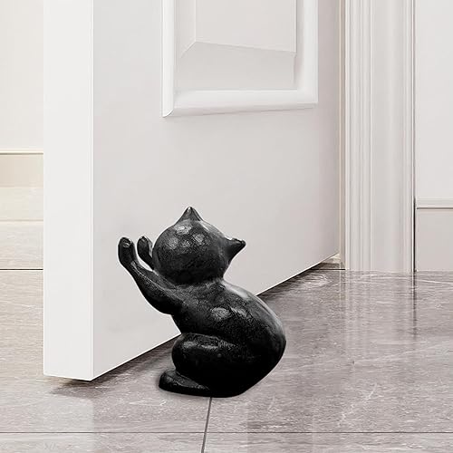 Miniatura 9 de Tope de puerta de gato, tope de puerta de hierro fundido, bonitos sujetalibros decorativos, estatuas de pisapapapeles, decoración antigua de metal