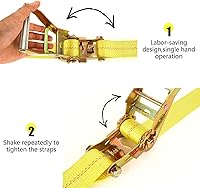 Vista 5 de Paquete de 4 correas de trinquete de 2 pulgadas, correas de amarre resistentes de 20 pies con doble gancho en J, resistencia a la rotura de 10,000