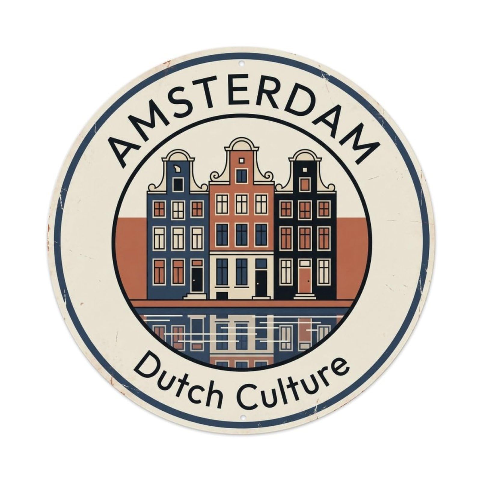 Vintage Travel Amsterdam Netherlands Decor Metal Tin Sign