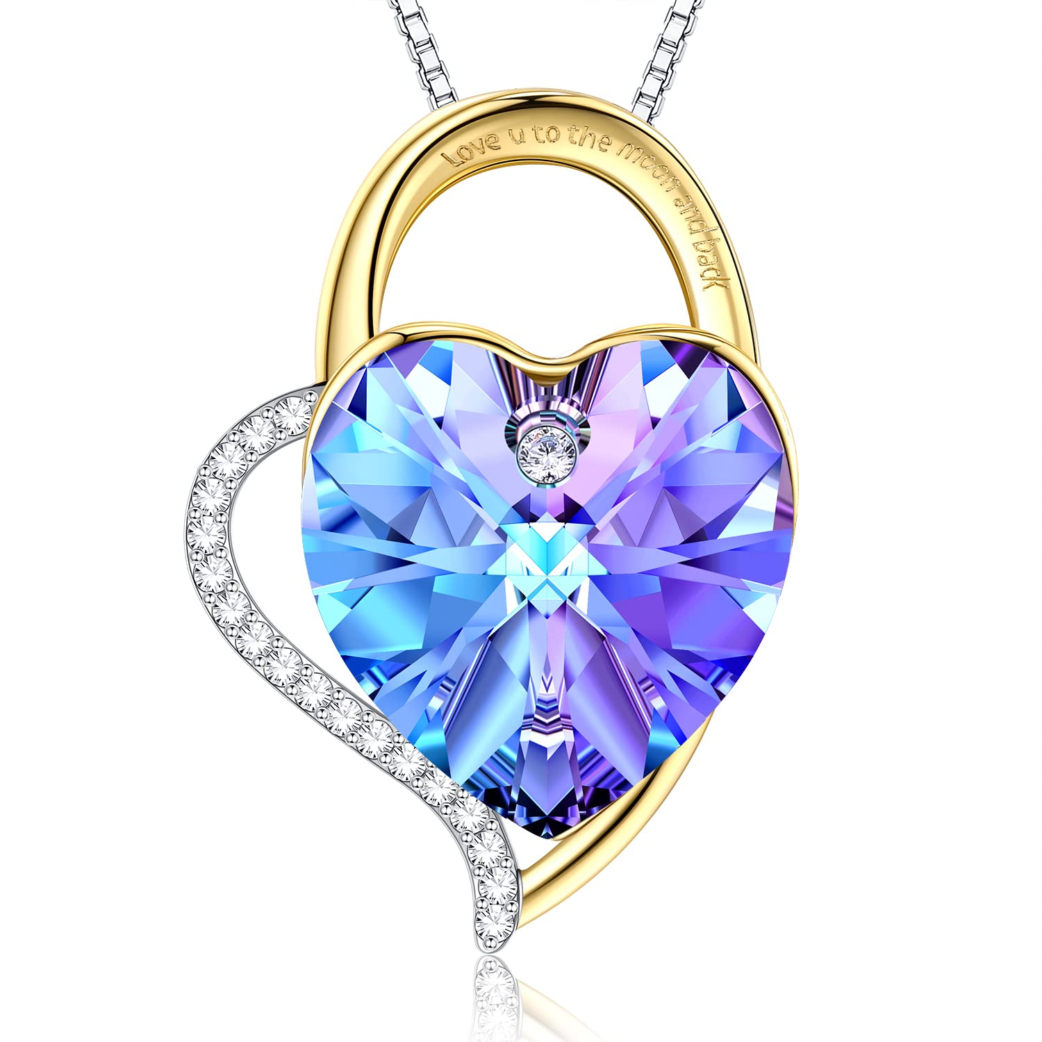 LEKANIEterna Amor Joyas Mujer Plata Collares Corazon con Cristal de Austriacos Joyas Regalos Originales para Mujer Madre Abuela Esposa Cumpleaños Aniversario Navidad San Valentín Regalo