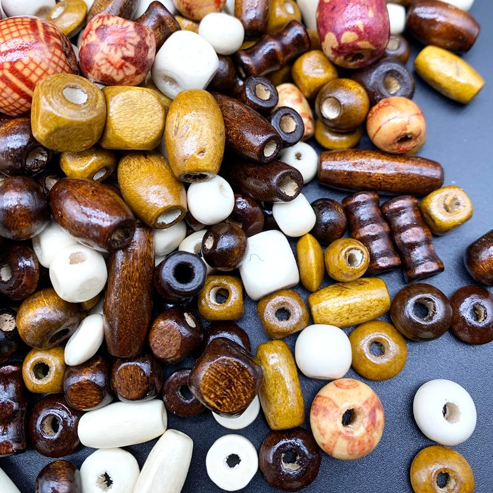 1020 Pcs Printed Wooden Bead Assorted African Beads, Loose Wood Beads Macrame Supplies, Natural Wooden Bead for Jewelry Bracelets Necklace Earring Making DIY Craft Project - Image 2