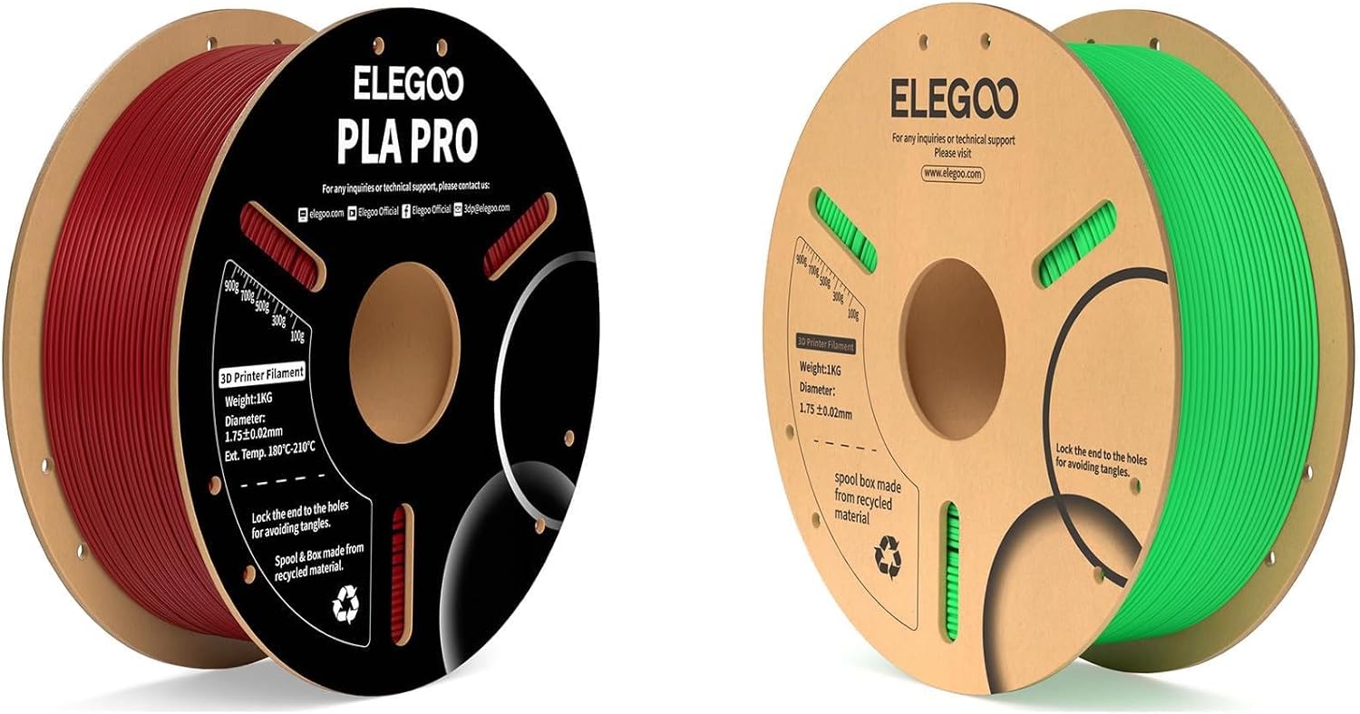 PLA PRO Filament Burgundy Red 1KG & PLA Filament Neon Green 1KG