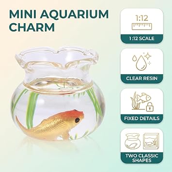 2Pcs 1/12 Scale Accessories Dollhouse Fish Tank,1: 12 Scale Miniature Fish Bowl Miniature Dollhouse Accessories for Garden Scene Decor Desktop Ornaments,Dollhouse Accessories,Dollhouse Décor