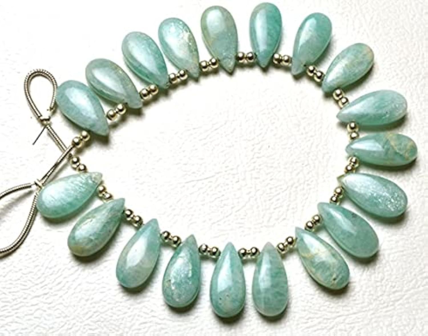 Perles AMAZONITE naturelles lisses poire 15x7mm pour haute joaillerie