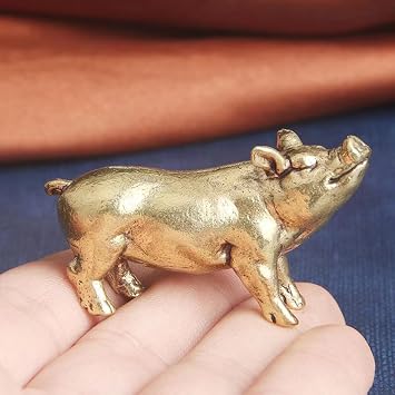 Brass Statues Small Brass Metal Statue Ornament Animal Figurines Home Office Decor Metal Desktop Ornament Wall Art Gifts 1PCS Pig