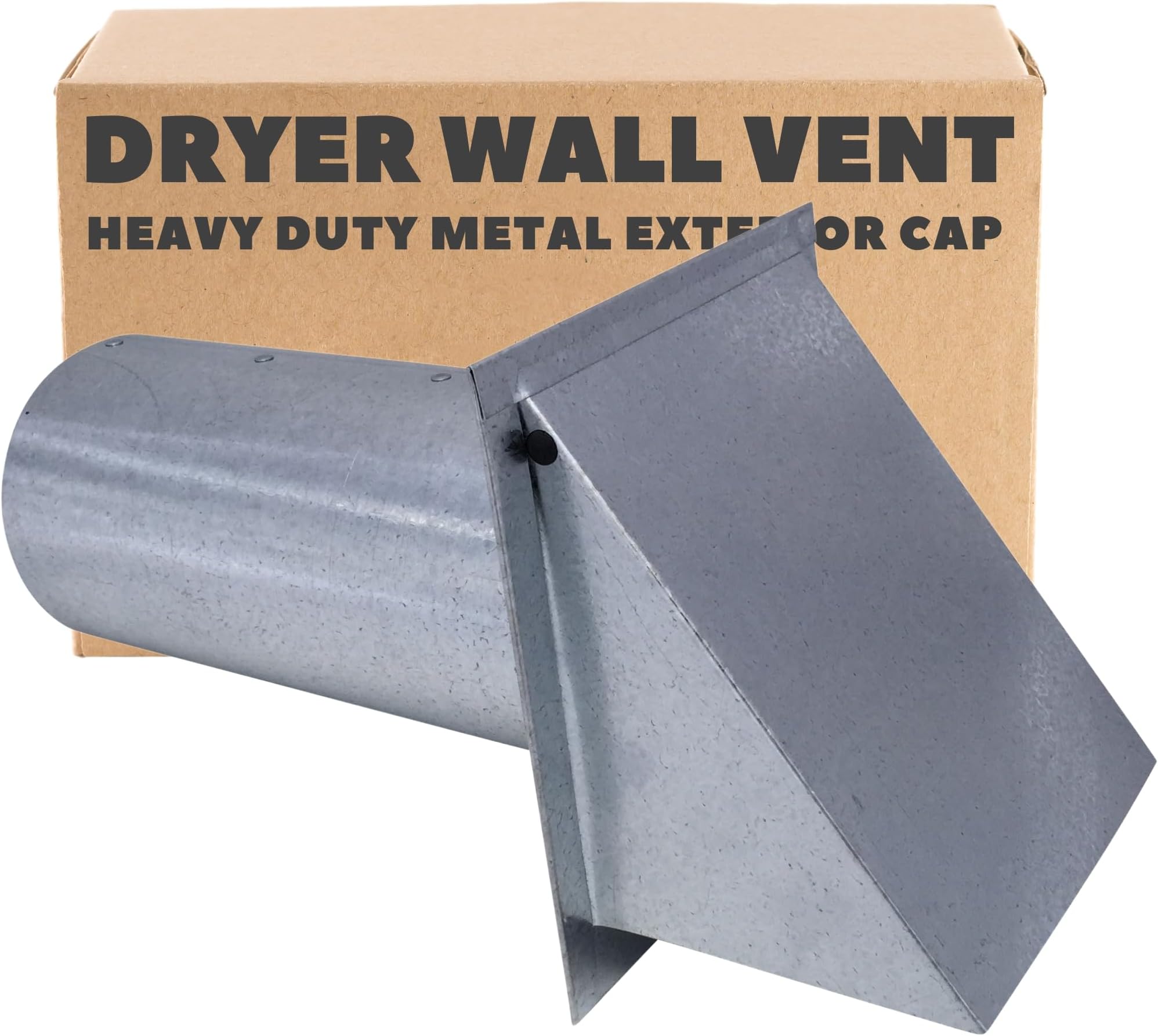 Dryer Wall Vent - Galvanized Steel - Heavy Duty Hooded Metal Caps for Exterior Side Wall Exhaust - Spring Loaded Backdraft Damper - Standard 4 Inch Diameter Duct by Vent Works
