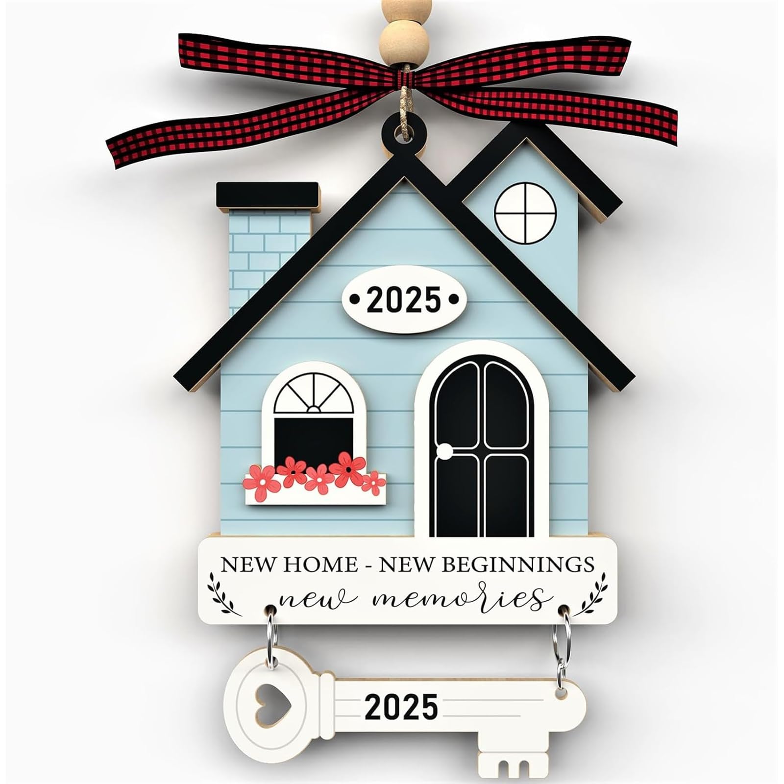 Qylazune Blue Christmas Decoration Gifts New Home Gifts Ornament 2025, Housewarming Gift, New Beginnings Keepsake, Xmas Tree Decor, House Key Decoration, Holiday Memories For First Home Family Friends