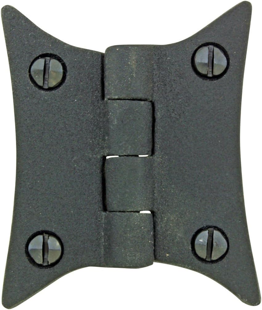 Renovators Supply Manufacturing Small Black Cabinet Hinge for Cabinet Door 2-3/8 Rust Resistant Wrought Iron Butterfly Flush Mount Door Hinges for Kitchen Cabinets with Hardware