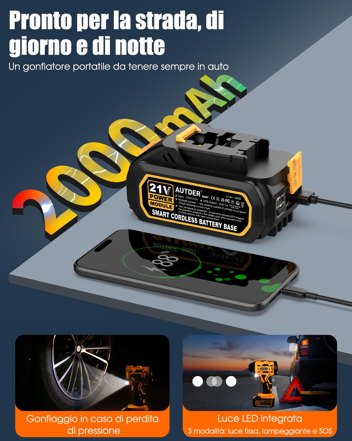 AUTDER Gonfiatore Pneumatici Portatile — immagine 5 di 13