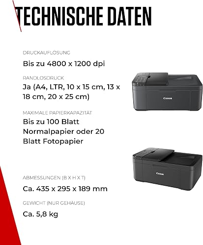 Canon PIXMA TR4755i Multifunction Printer 4-in-1 (Inkjet, Printing, Copying, Scanning, Faxing, A4, 20 Sheets ADF, Compatible with Pixma Print Plan) Black - Includes GP-501 A4 Photo Paper, 5 Sheets - 7