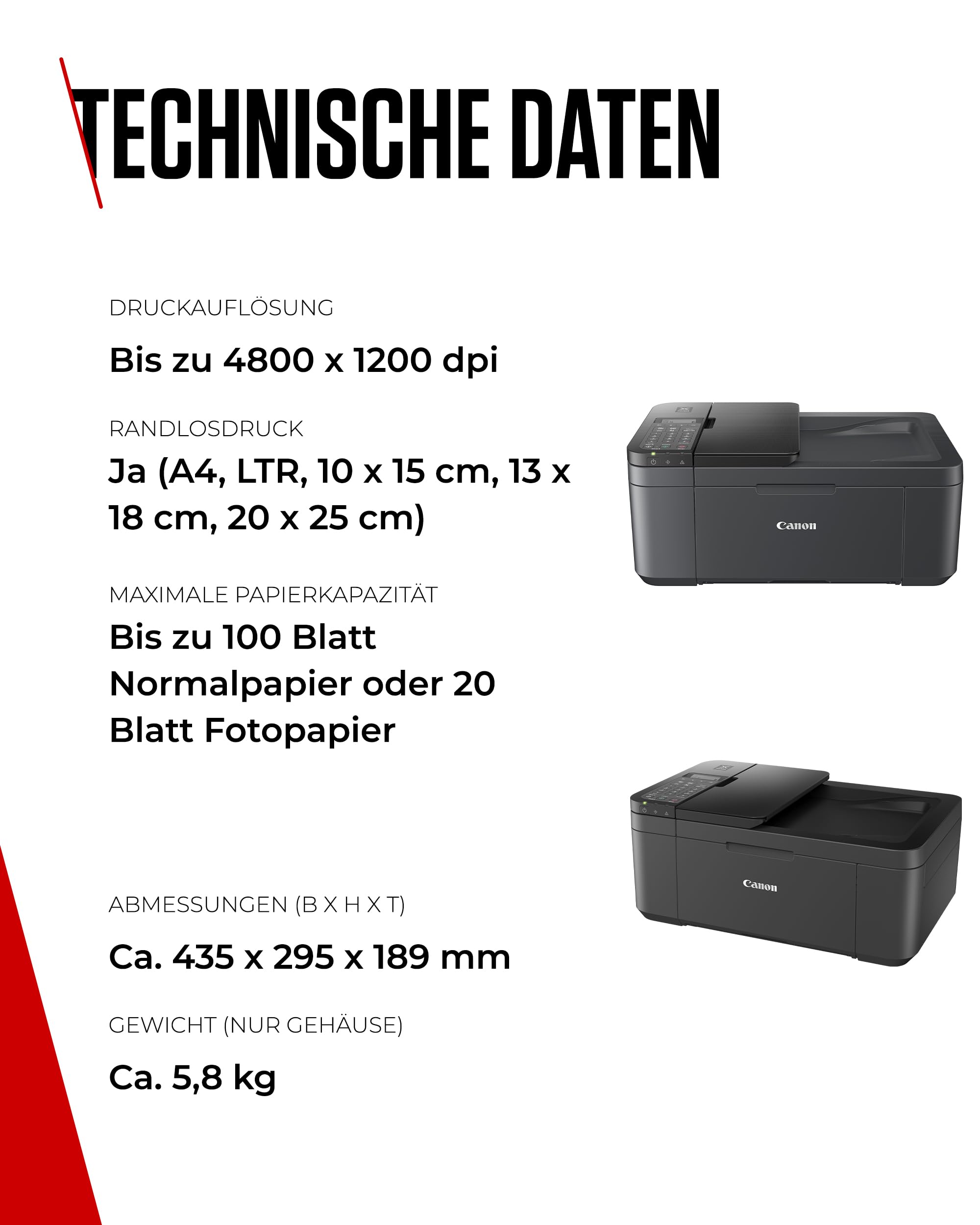 Canon PIXMA TR4755i Multifunktionsdrucker 4in1 (Tintenstrahl, Drucken, Kopieren, Scannen, Faxen, A4, 20 Blatt ADF, kompatibel mit Pixma Print Plan) schwarz - Enthält GP-501 A4-Fotopapier, 5 Blatt