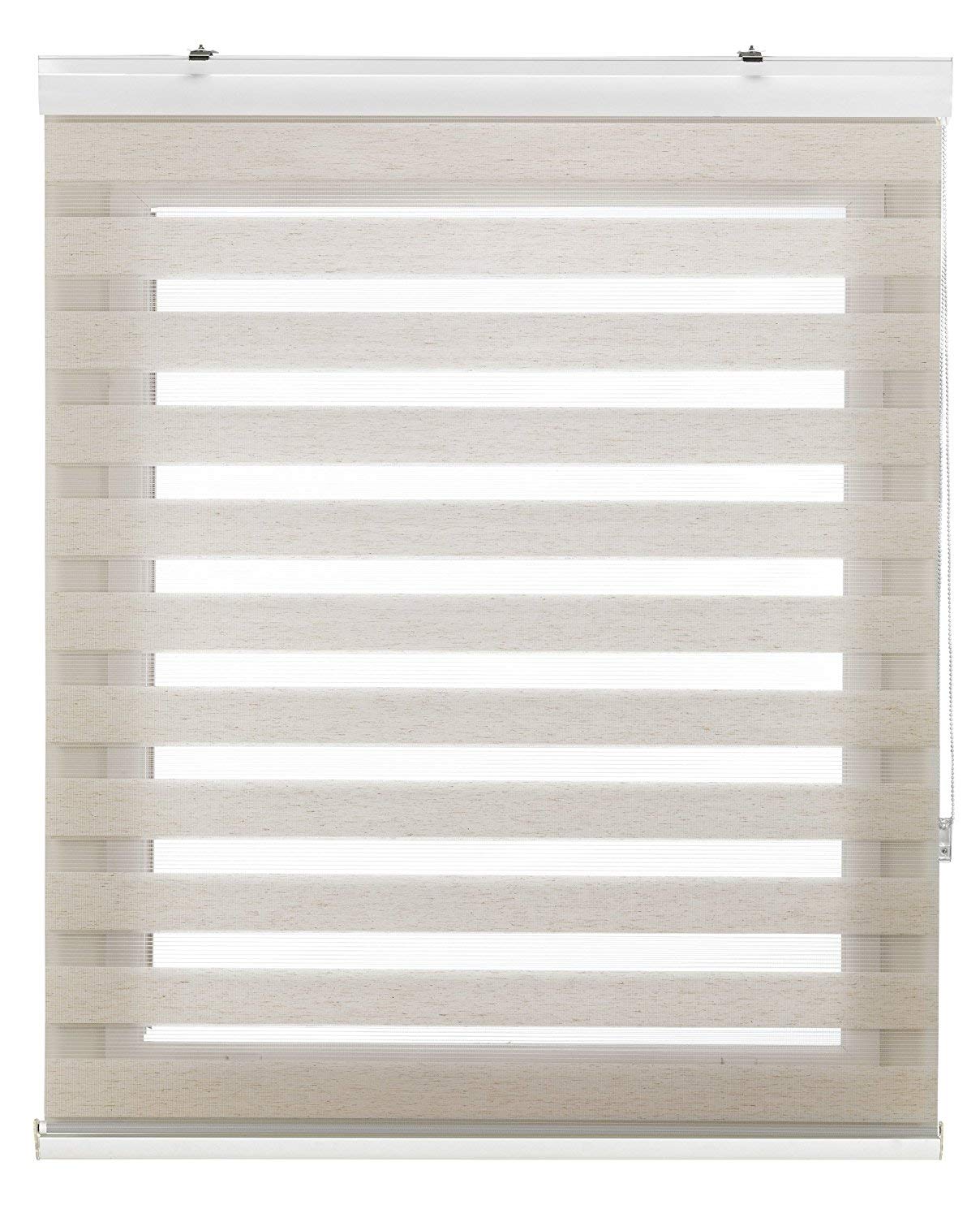 Estoralis Sansa | Estor Enrollable Noche y Día Diseño Moderno | Doble Tejido | Color Lino | 105 x 255 cm (Ancho/Alto) Tamaño Tela 102 x 250 cm | Estores para Ventanas y Puertas