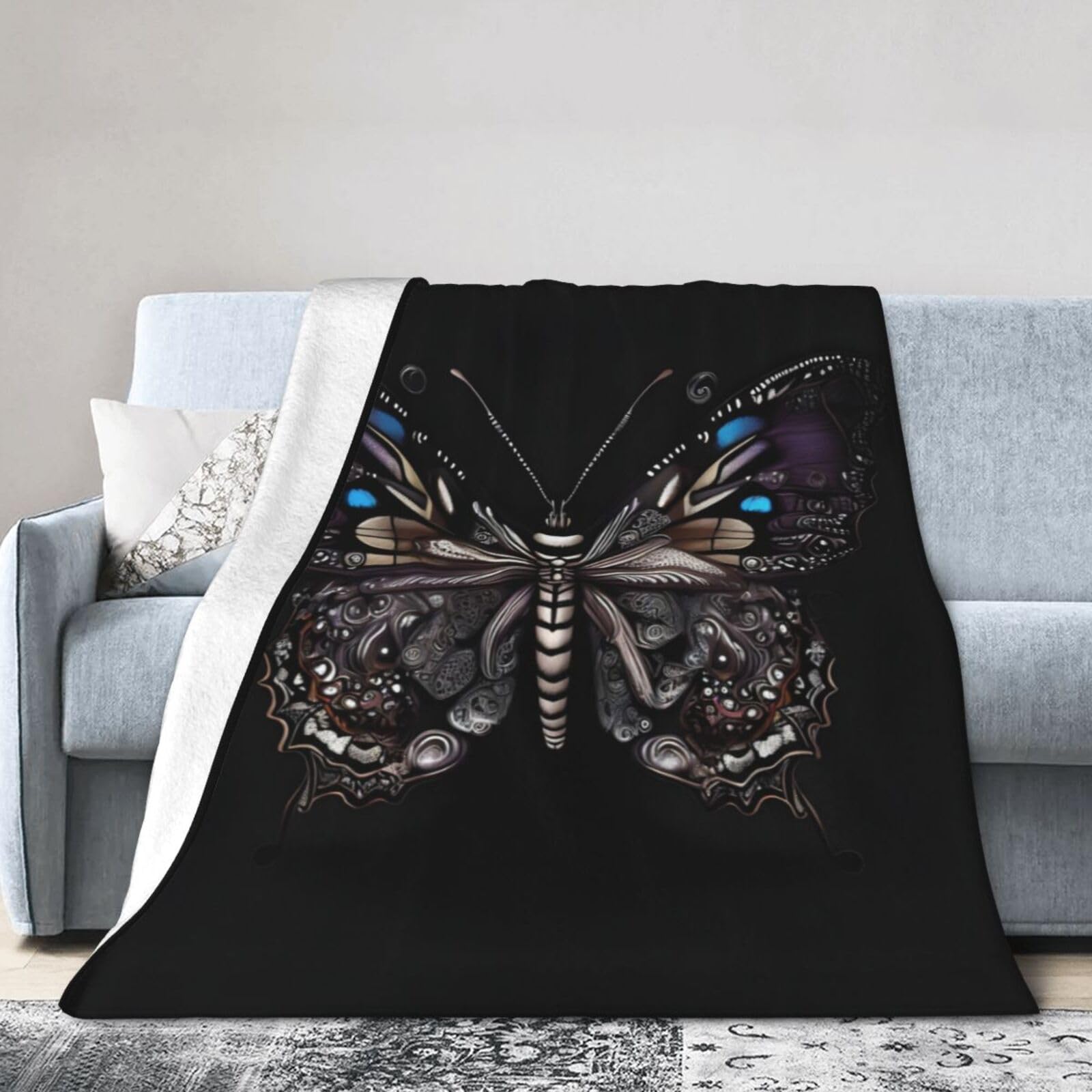Science Butterfly 40"x30" Fleece Blanket, Full Size, Super Soft, Suitable for Bed, Sofa, Camping, All Seasons