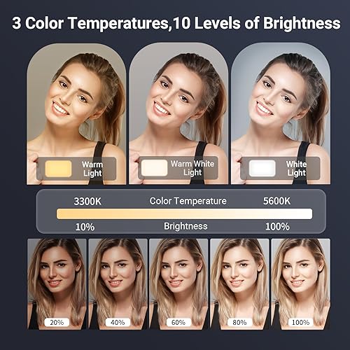 Miniatura 4 de APEXEL Kit de iluminación de video fotográfico, luces LED regulables de 5600 K USB para grabación de video con soporte de trípode ajustable y