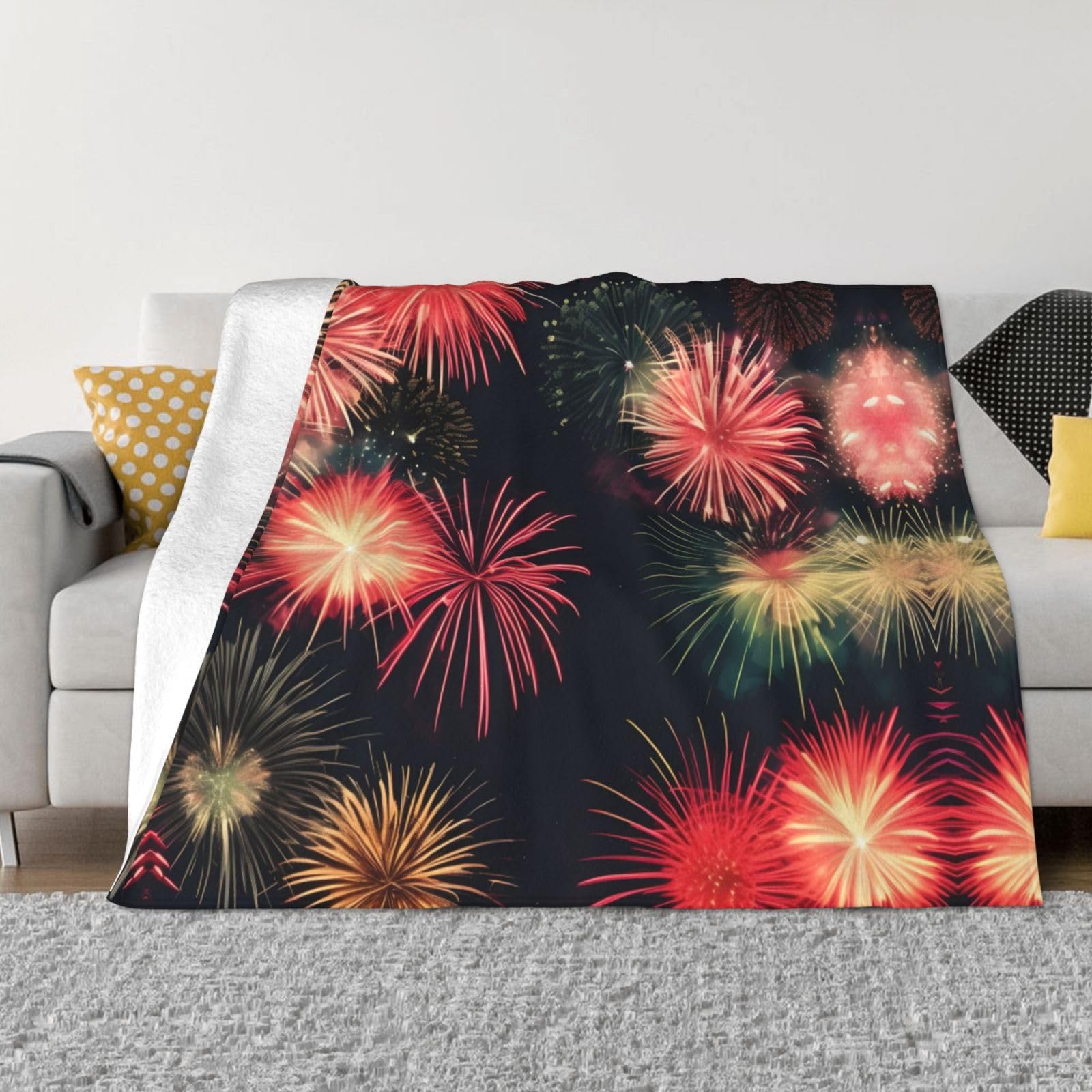 Couverture polaire feux d'artifice, le plaid en flanelle idéal à offrir