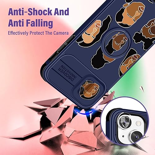 Miniatura 3 de Funermei Funda para iPhone 14 Plus (2 en 1 para iPhone 14 Plus para mujer, linda funda para niñas negras, estética, arte de moda kawaii, diseño