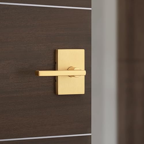 Vista 126 de Kwikset Halifax - Manija interior de paso, palanca para puertas de clóset y pasillo, manija reversible sin seguro, en acabado negro mate, con Mate