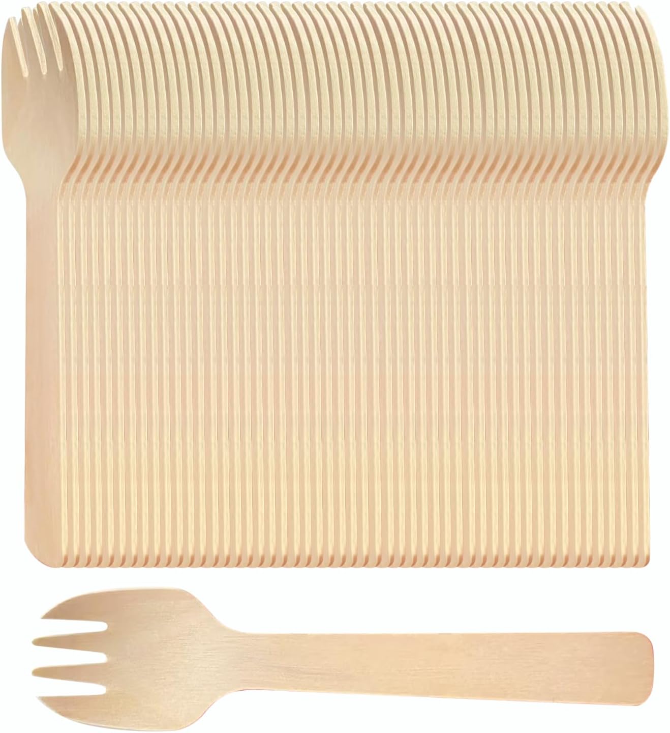 200pcs 4 inch Mini Wooden Forks, Biodegradable Compostable Birchwood, Food Grade Disposable Spoons Disposable Wooden Cutlery for Parties, Weddings, Camping.