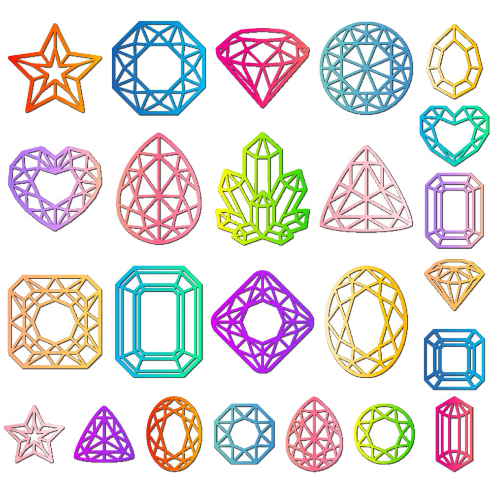 DELORIGIN 24 Styles Diamond Metal Cutting Dies Various Gemstones Die Cuts Carbon Steel Stencils Scrapbooking Embossing Template Dies for Card Making Greeting Invitation Photo Album Decor DIY Craft