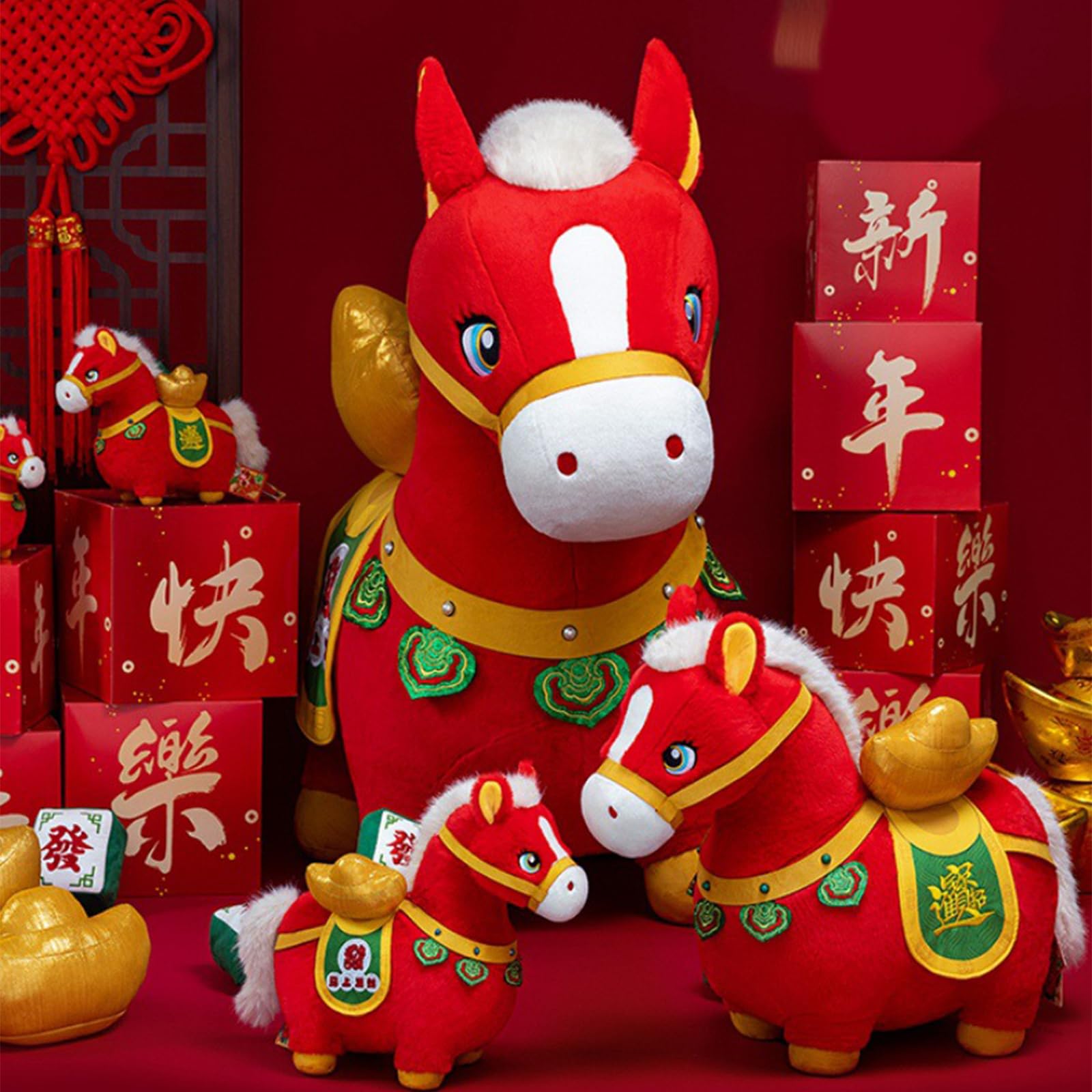 Cuscino per divano con motivo a cavallo culturale Cuscino decorativo tradizionale per capodanno cinese per la casa Cuscino per cavallo in peluche Cuscino decorativo per capodanno cinese