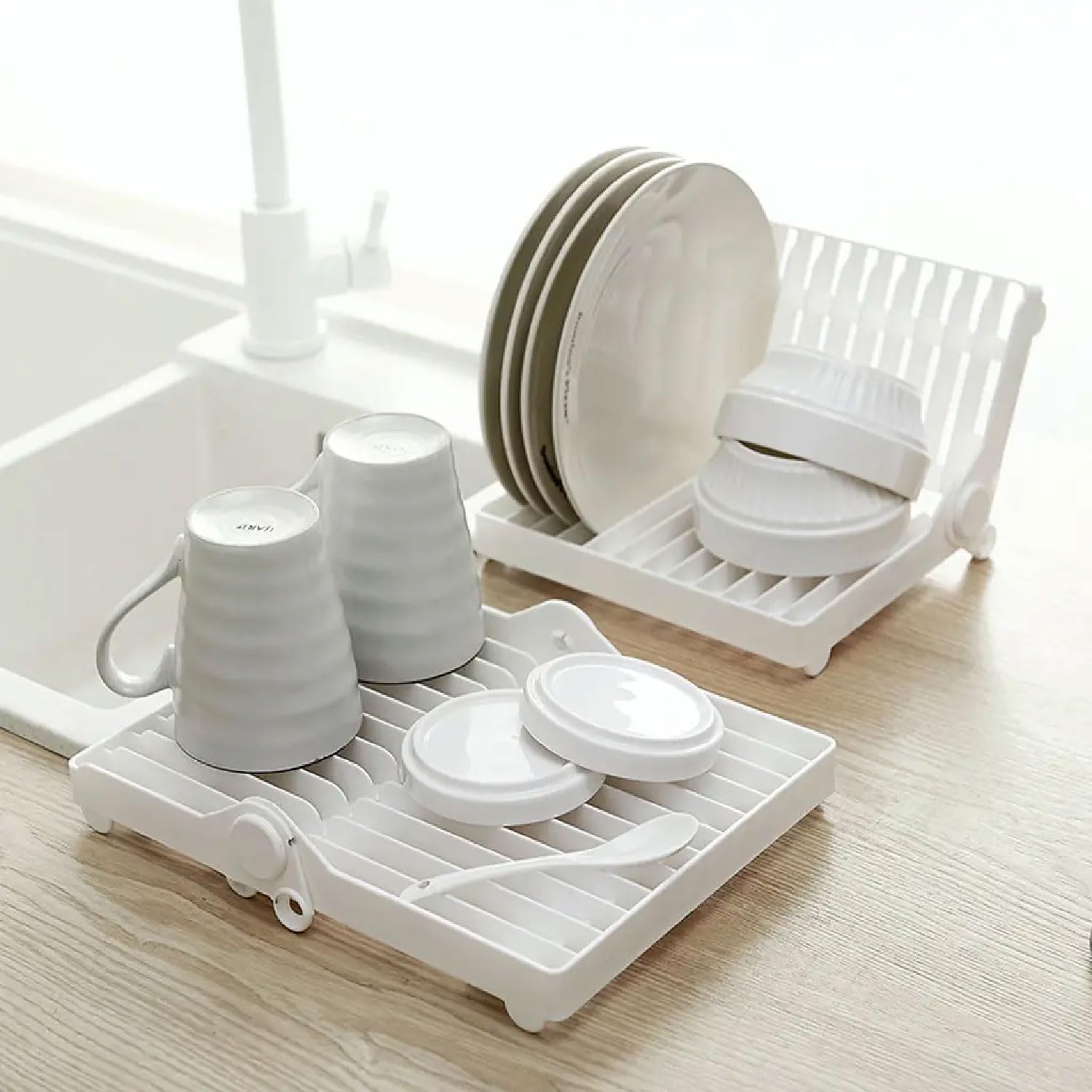 HomeStrap Plastic Dish Dock (Pack Of 2) | Foldable Dish Drying Rack/Kitchen Dish Rack Plate Stand/Designer Dish Frame (B0CML8VFBW) Amazon Price History, Amazon Price Tracker