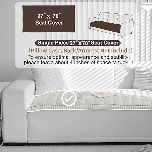 Miniatura 2 de Funda para sofá lavable para perros, funda antideslizante para sofá de 3 cojines, protector de muebles (1 unidad de 27.5 x 70 pulgadas, blanco)