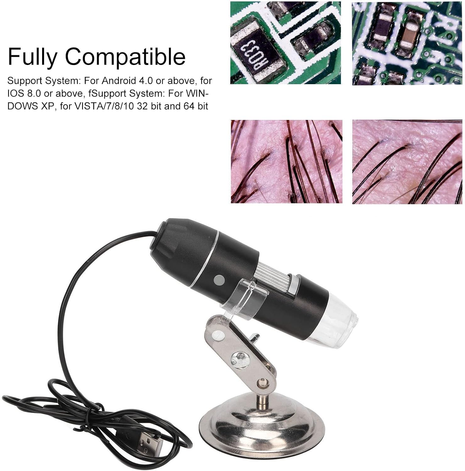 Digital Microscope Skin Diagnosis Hair Analyzer 0X‑200X USB Skin Scalp Detector Multifunctional Handheld Magnification Camera