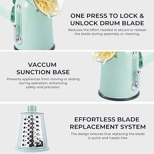 Miniatura 4 de Chef Power Rallador de queso giratorio de alta calidad con asa, accesorios de cocina, rebanador de pepino, rallador de ensalada de verduras,