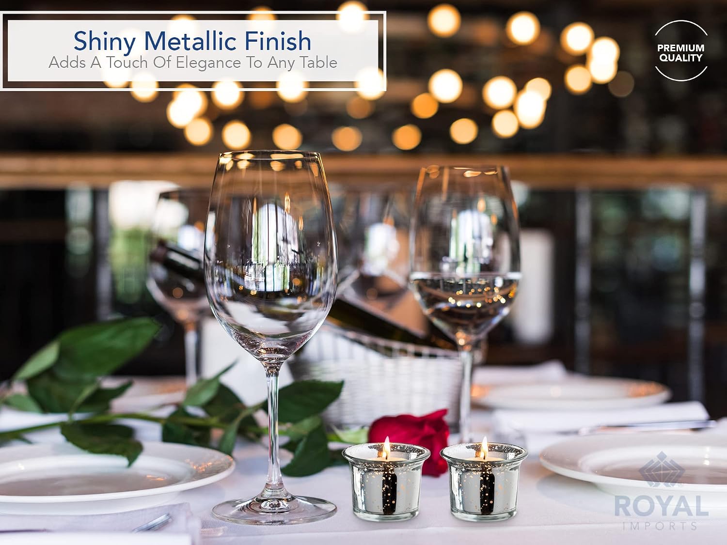 Royal Imports Silver Oyster Mercury Glass Votive Candle Holder, Table Centerpiece Tealight Decoration for Elegant Dinner, Party, Wedding, Holiday, Set of 6 (Unfilled) image 2