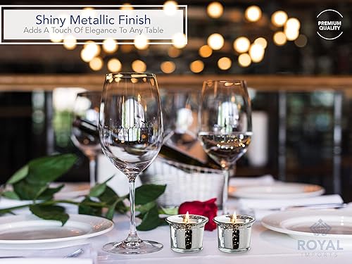 Miniatura 2 de Royal Imports Portavelas votivas de cristal de mercurio de ostras plateadas, centro de mesa, decoración para cena elegante, fiesta, boda,