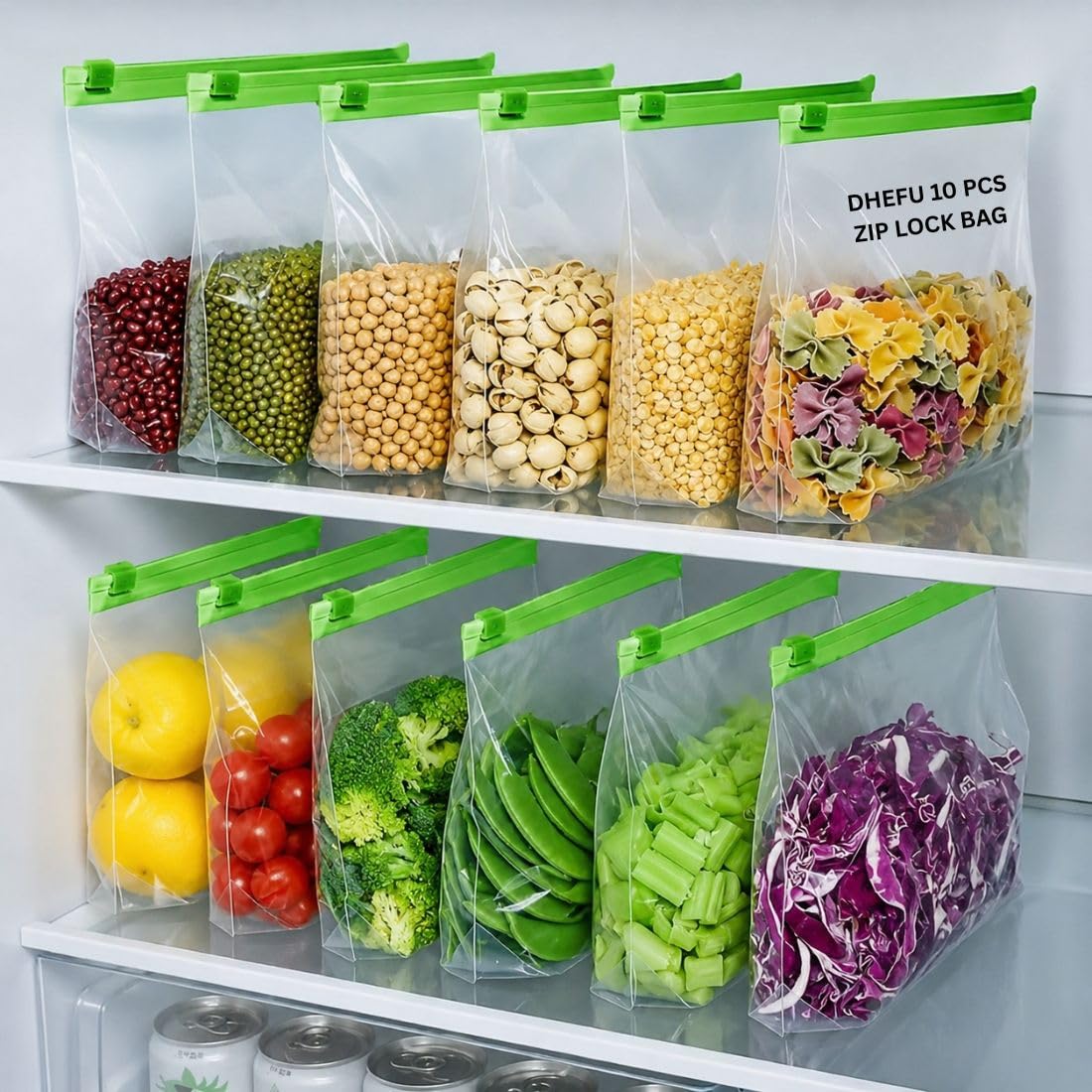 10 Pcs Heavy-Duty Reusable Zip lock Bags- 1500ml Large Zip Lock Pouch Food Storage Bags | Leakproof,Airtight Freezer Bags for Fruits,Vegetables,Snacks & Dry Fruits | BPA Free Ziplock Bags for Kitchen-image-40