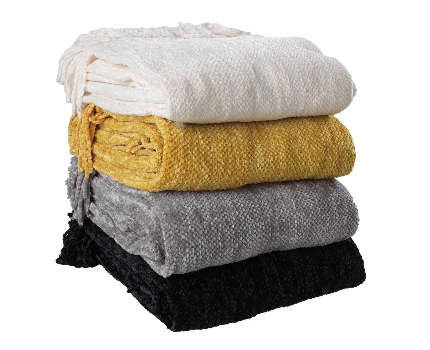 Kuscheldecke Wohndecke Tagesdecke | Chenille | Polyester | Goldfarben | 130x180 cm
