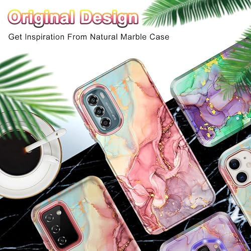Miniatura 7 de Btscase Funda para Moto G Stylus 5G 2022 (no compatible con 4G), mármol 3 en 1 resistente a prueba de golpes, cuerpo completo, policarbonato duro y