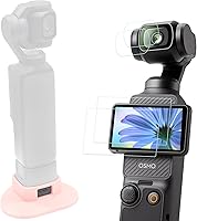 Vista 8 de PCTC Osmo Pocket 3 - Soporte de escritorio antideslizante de silicona + 4 paquetes de protector de lente de pantalla de vidrio templado, kit de Negro