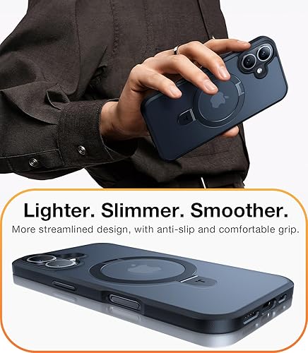 Vista 186 de TORRAS Funda magnética Ostand para iPhone 14 Pro Max [prueba de caídas de grado militar y compatible con MagSafe y soporte integrado] translúcida D