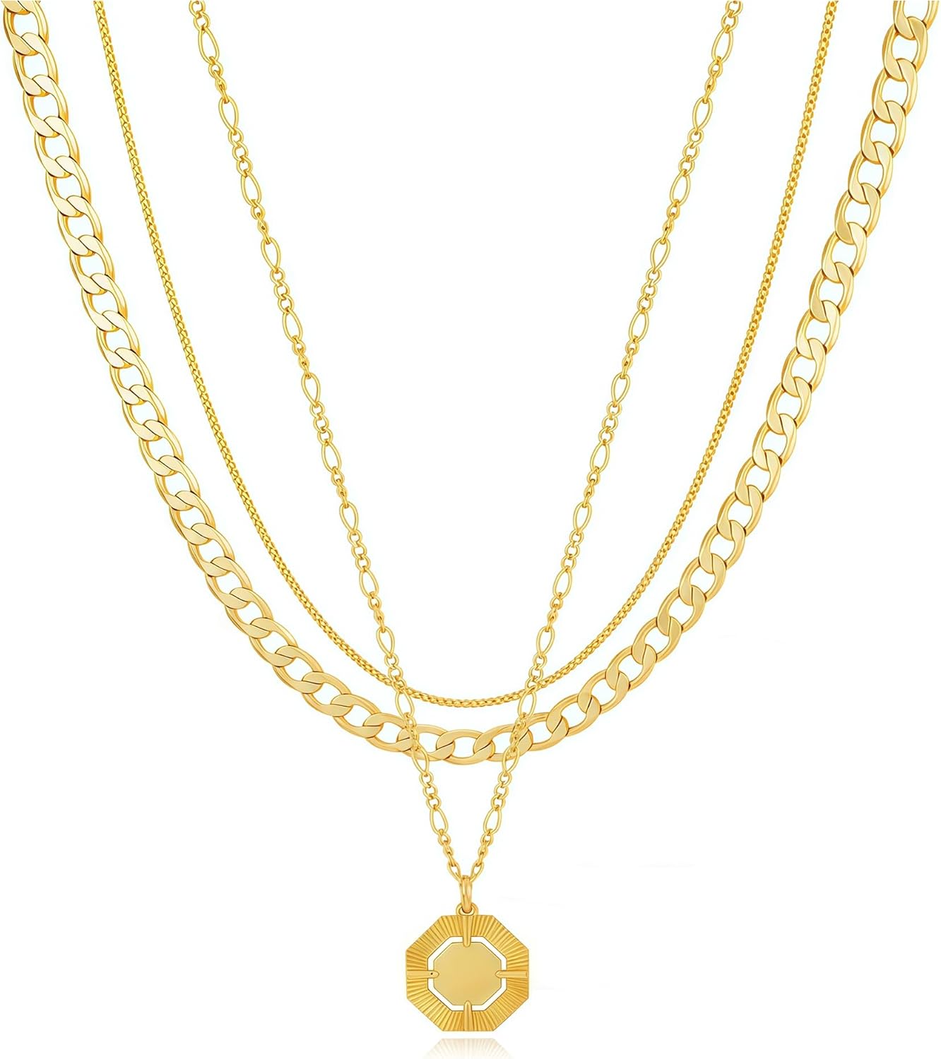 YOIHUR Layered Gold Necklaces for Women,14K Gold Plated Dainty Stackable Stack Choker Necklaces for Women Trendy Layering Pendant Chain Necklace Set Gold Jewelry for Women Gifts
