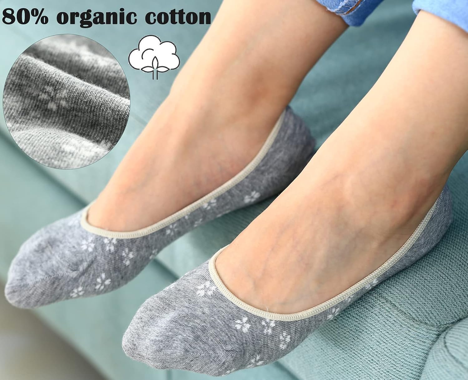 RYI 5-Pack No Show Socks for Women Size 6-9 Ankle Invisible Non-slip Athletic Socks - Image 3