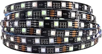 RGBW Cool White SK6812 Addressable LED Strip DC12V 16.4FT 60LEDs/m 20ICs/m Smart 4 Colors in 1 LED Flexible Dream Full Color LED Strip Black PCB IP30 Non Waterproof