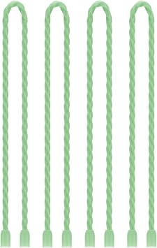 4Pcs 18-inch Silicone Cable Ties Reusable Steel-Core Silicone Twist Colorful Cable Tie Straps for Bundling and Organizing, Bendable Holder Strap for Indoor and Out All Purpose, Green