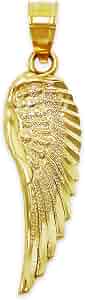 10k Gold Break Apart Angel Wing Charm Pendant - Solid Gold, No Gemstone, Hypoallergenic