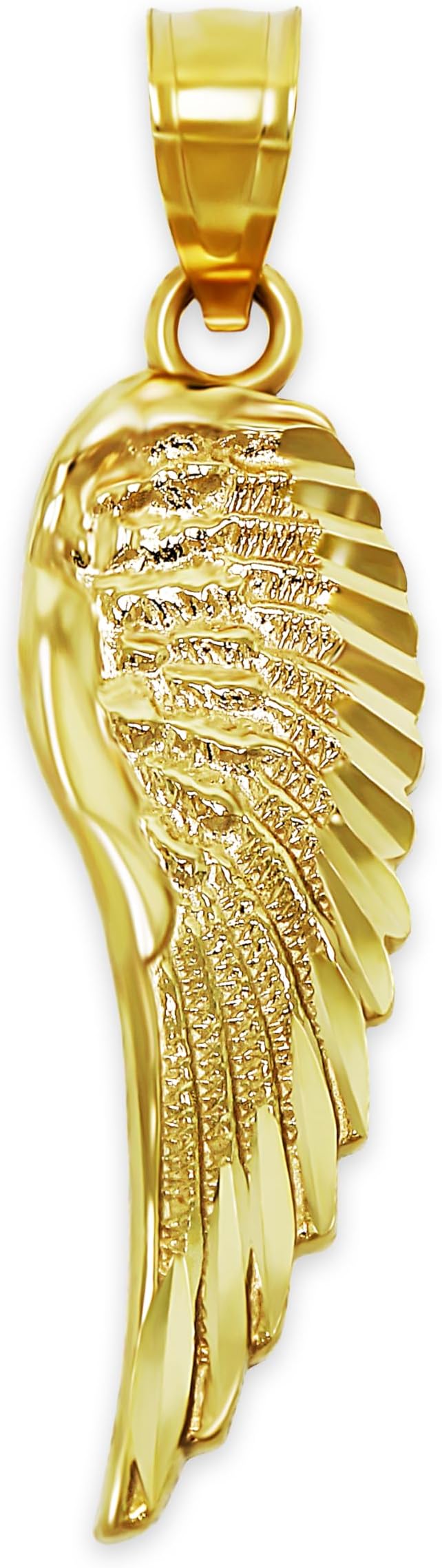Gold Diamond-cut Angel Wing Charm - 10 Karat Solid Gold - Angel Wing Pendant - Angel Wing Jewelry