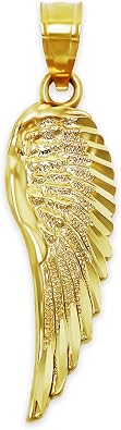 Gold Diamond-cut Angel Wing Charm - 10 Karat Solid Gold - Angel Wing Pendant - Angel Wing Jewelry