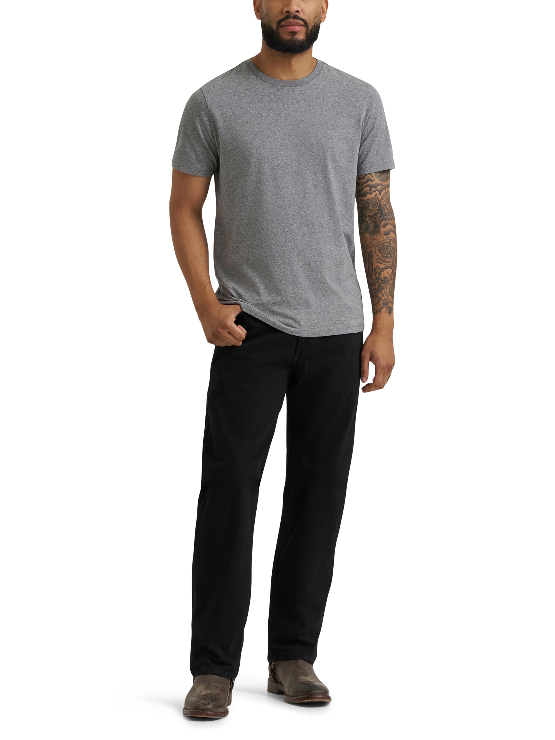 Wrangler Męski Trail Trekker Relaxed Fit, Przebarwiony czarny, 34W / 30L