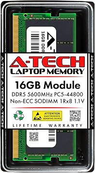 A-Tech 16GB RAM Replacement for Hynix HMCG78AGBSA092N | DDR5 5600MHz PC5-44800 SODIMM 1Rx8 1.1V 262-Pin Non-ECC Laptop Memory Module (HMCG78AGBSA092N-ATC)