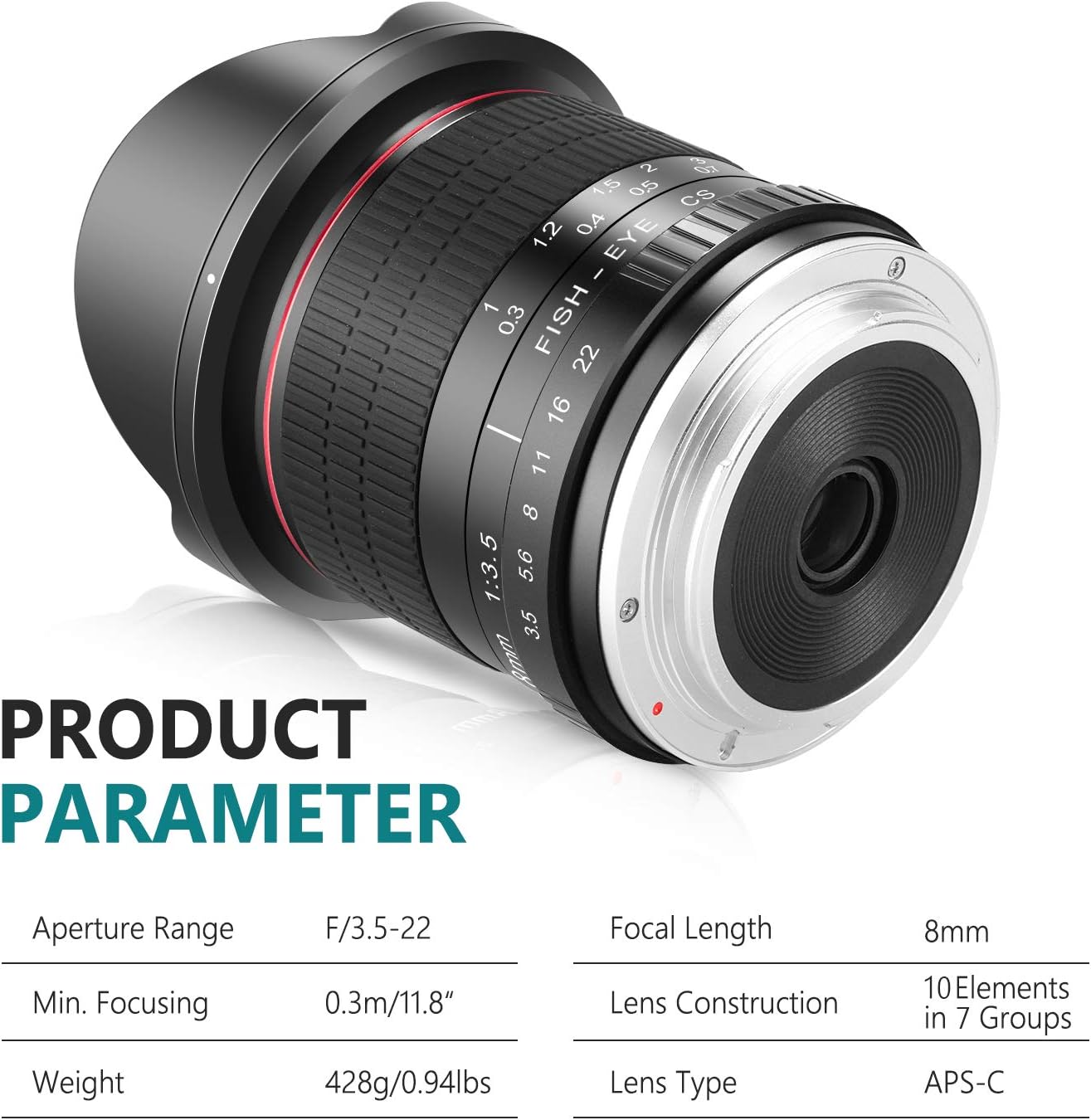 Exclusive Discount 50% Price Neewer 8mm F/3.5 Ultra Wide Angle Manual Focus Rectangle Fisheye Lens for APS-C DSLR Nikon D500 D3200 D3300 D3400 D5200 D5300 D5500 D5600 D7100 D7200 D7500 DSLR Cameras