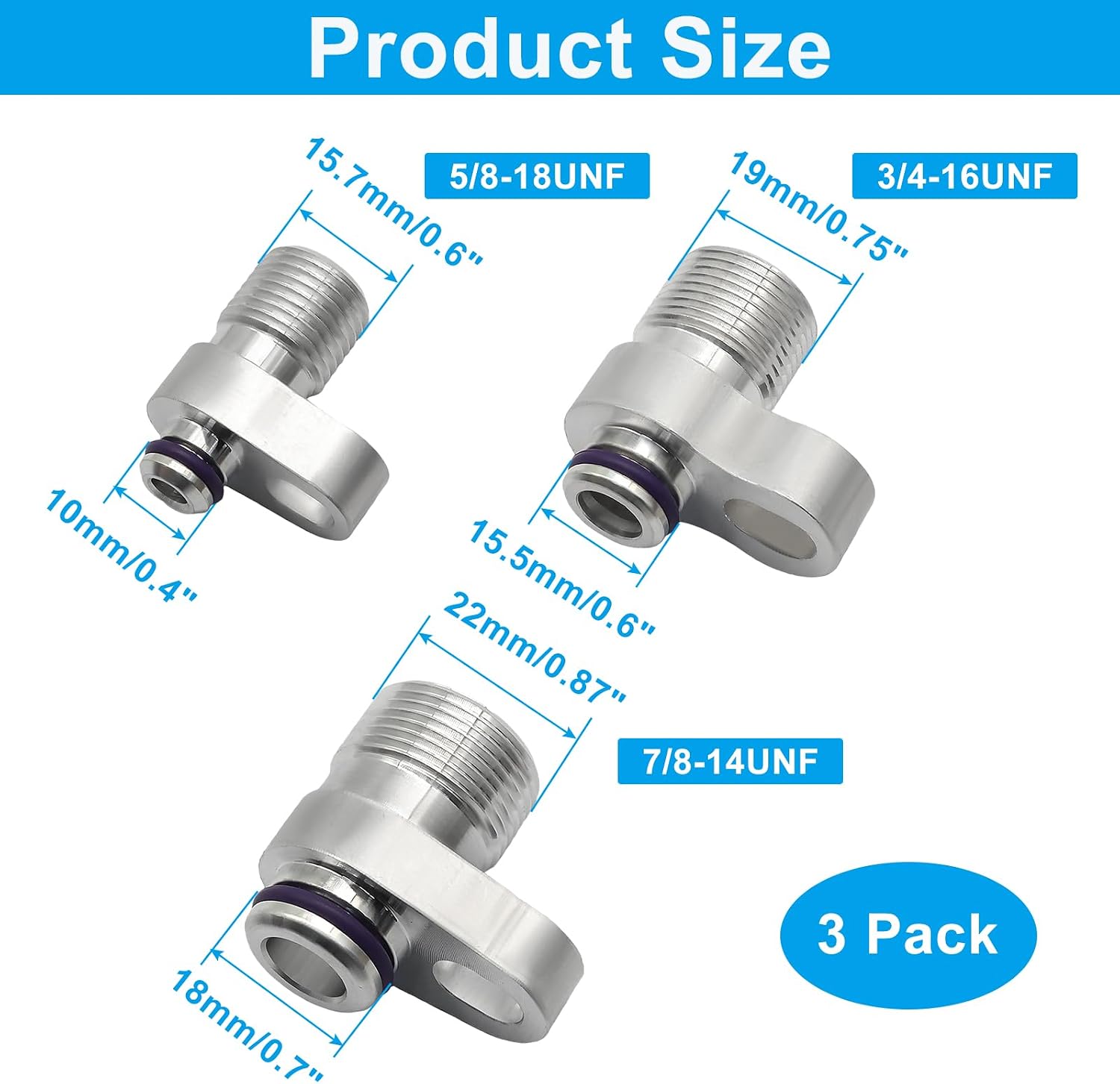 3 pcs R134a Adapter Fittings, Quick Connect Hose Tank Automotive Compressor Drier, Custom Radiator Fitting for Car Refrigerant Air Conditioning/Auto Mechanics