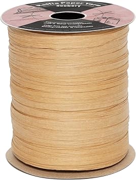 Raffia Ribbon for Crafts - Raffia Yarn Grass Twine for Gift Wrapping, DIY Decoration & More | Matte String Paper Rope for Crochet, 1/4 Wide, 100 Yards - Kraft