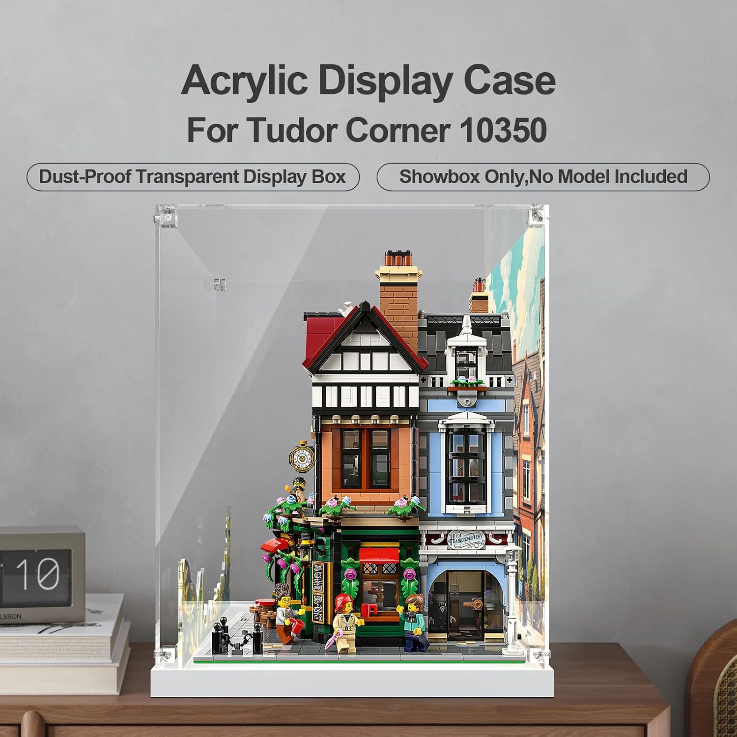 Acrylic Display Case for Lego 10350 Tudor Corner Building Set – Clear Dust-Proof Protective Showcase Box (Lego Set NOT Included)